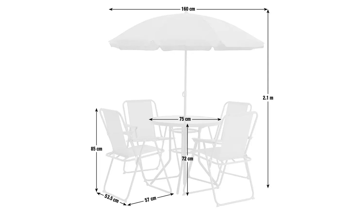4 Seater Metal Patio Set - Light Grey